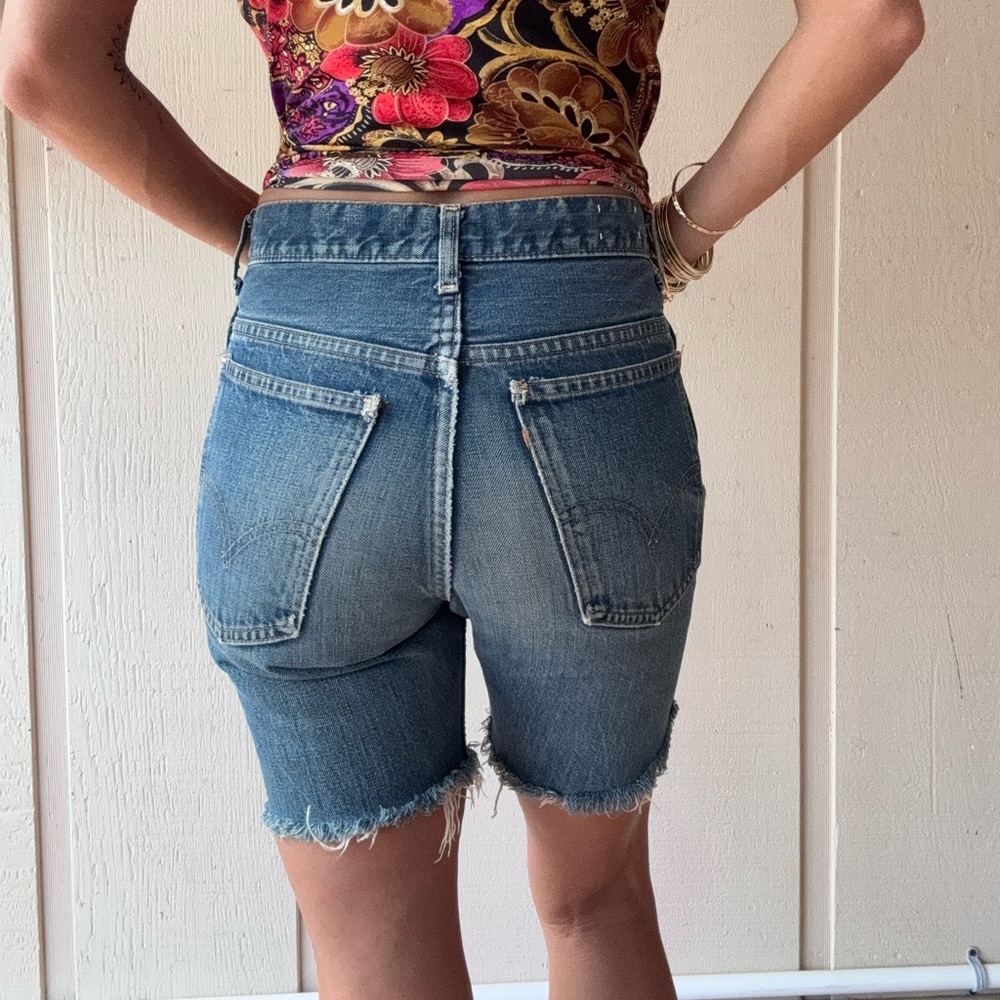 Vintage orange tab denim long shorts 24/0